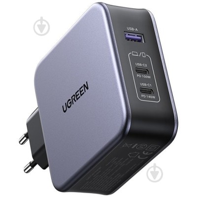 Мережевий Зарядний пристрій UGREEN CD289 GaN Fast Charger 140W With Cable (90549)