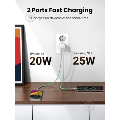 Мережевий Зарядний пристрій UGREEN CD294 Nexode 45W Charger (15327) White Мережевий Зарядний пристрій UGREEN CD294 Nexode 45W Charger (15327) White