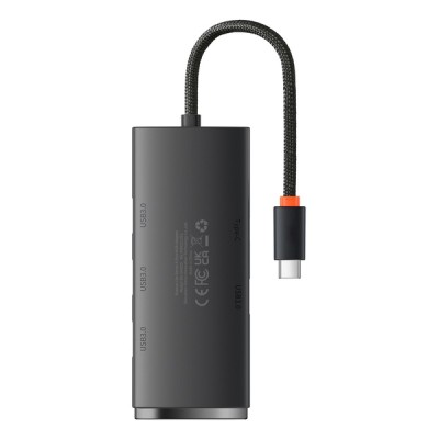HUB Baseus Lite Series 4-in-1 Black (USB-A To USB 3.0*4) (0.25m) (WKQX030001)