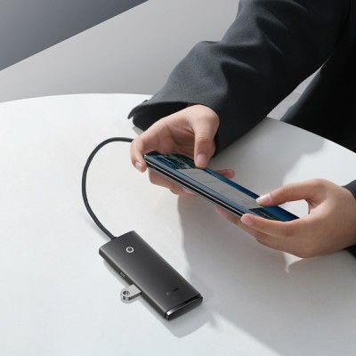 HUB Baseus Lite Series 4-in-1 Black (USB-A To USB 3.0*4) (0.25m) (WKQX030001)