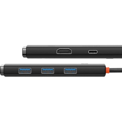 USB-Hub Baseus Lite Series 5-Port Type-C HUB Docking Station (Type-C To HDMI+USB3.0*3+PD) Black WKQX040001