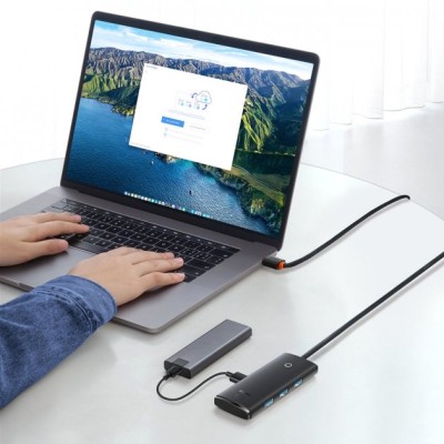 USB-хаб Baseus Lite Series 4-Port Type-C HUB Adapter (Type-C To USB 3.0*4 ) 1m (WKQX030401) Black