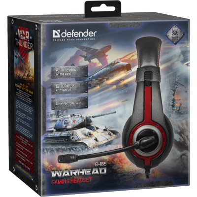 гарнітура DEFENDER Warhead G-185 2m чорний+червоний