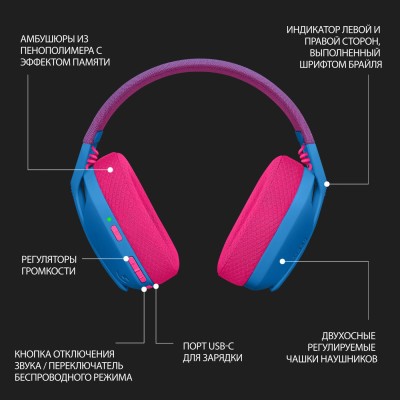 гарнітура LOGITECH G435 LIGHTSPEED Wireless Gaming - BLUE (981-001062)
