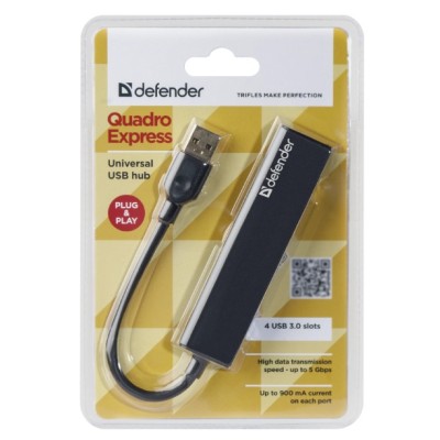 Комп.Аксесуари DEFENDER (83204)Хаб,Quadro Express USB3.0,