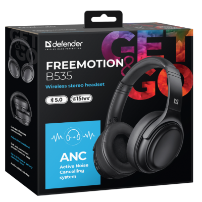 Навушники DEFENDER (63535)FreeMotion B535 Bluetooth ANC, чорний Навушники DEFENDER (63535)FreeMotion B535 Bluetooth ANC, чорний