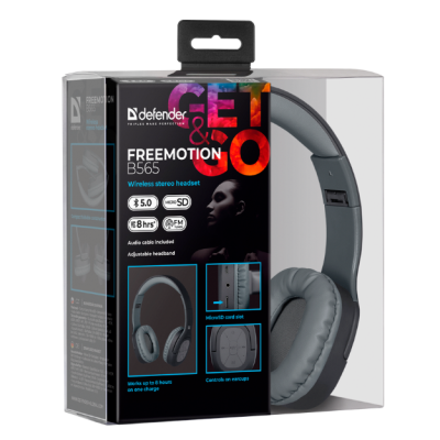 Навушники DEFENDER (63565)FreeMotion B565 Bluetooth, сірий Навушники DEFENDER (63565)FreeMotion B565 Bluetooth, сірий