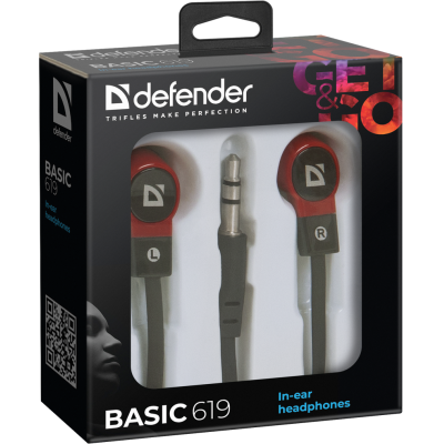 навушники DEFENDER Basic-619 black/red навушники DEFENDER Basic-619 black/red