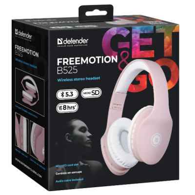 Навушники DEFENDER FreeMotion B525 Bluetooth, біло-рожевий (63528) Навушники DEFENDER FreeMotion B525 Bluetooth, біло-рожевий (63528)