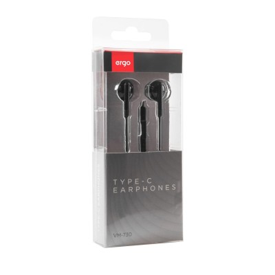 Навушники ERGO VM-730 Type-C Earphones Чорний Навушники ERGO VM-730 Type-C Earphones Чорний