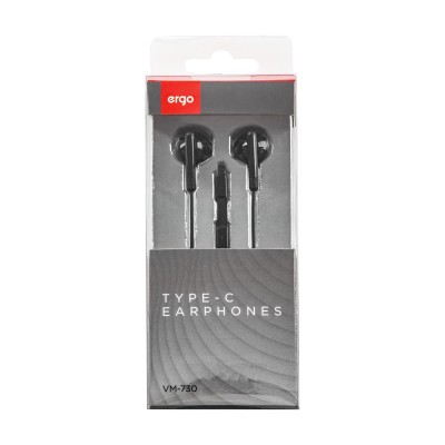 Навушники ERGO VM-730 Type-C Earphones Чорний Навушники ERGO VM-730 Type-C Earphones Чорний