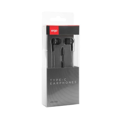 Навушники ERGO VM-735 Type-C Earphones Чорний Навушники ERGO VM-735 Type-C Earphones Чорний