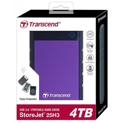 Зовнішній жорсткий диск TRANSCEND 4TB TS4TSJ25H3P USB 3.0 Storejet 2.5" H3 Фіолетовий