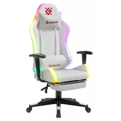 ігр. крісло DEFENDER (64336) Watcher Білий, підсвічування, ПУ