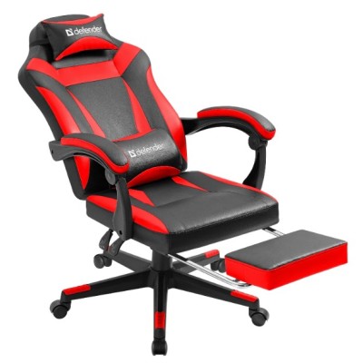 ігр. крісло DEFENDER (64344) Cruiser Чорний/Червоний, ПУ, підніжка