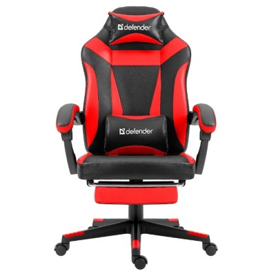 ігр. крісло DEFENDER (64344) Cruiser Чорний/Червоний, ПУ, підніжка
