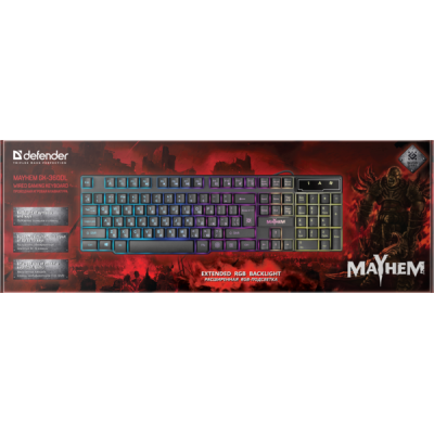Клавіатура DEFENDER (45362) Mayhem GK-360DL RGB підсвічування, 19Anti-Ghost