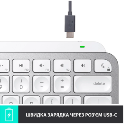 Клавіатура LOGITECH MX Keys Mini Minimalist Wireless, US, Pale Grey (920-010499)