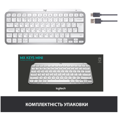 Клавіатура LOGITECH MX Keys Mini Minimalist Wireless, US, Pale Grey (920-010499)