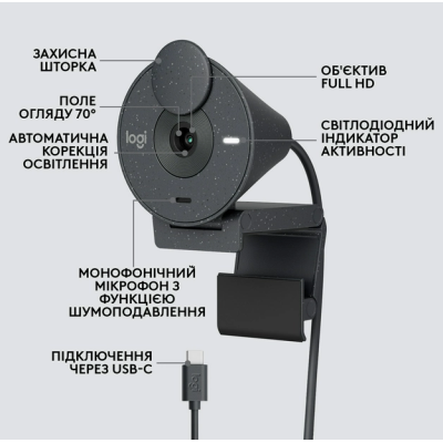 Комп.Камера LOGITECH BRIO 300 FHD Graphite (960-001436) Комп.Камера LOGITECH BRIO 300 FHD Graphite (960-001436)