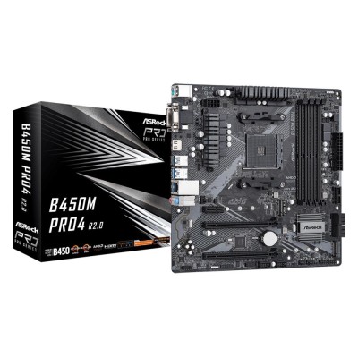 Материнська плата ASROCK AMD B450 SAM4 MATX B450M PRO4 R2.0
