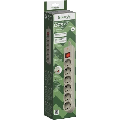 Мережевий фільтр DEFENDER DFS 603 3m 6 роз