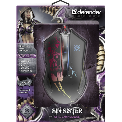 Миша DEFENDER (52933) Sin'Sister GM-933 6 кнопок, 7200dpi