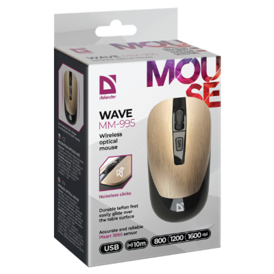 Миша DEFENDER (52992) Wave MM-995, 4D, 800-1600dpi, BRONZE, wireless, silent