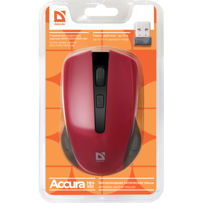 Миша DEFENDER Accura MM-935 Wireless червоний Миша DEFENDER Accura MM-935 Wireless червоний