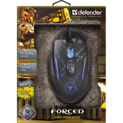 Миша DEFENDER Forced GM-020L 6 кн., 3200dpi, ігр.килимок