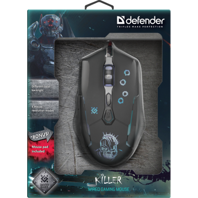 Миша DEFENDER Killer GM-170L 7 кн., 3200dpi, ігр.килимок