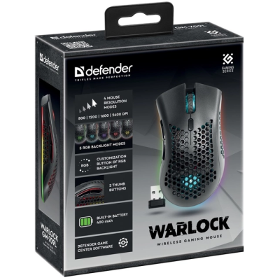 Миша DEFENDER Warlock GM-709L RGB, Black (52709) Миша DEFENDER Warlock GM-709L RGB, Black (52709)
