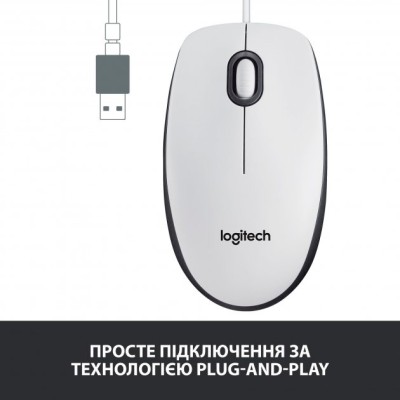 Миша LOGITECH Mouse M100 Білий - USB - AKOYA HANGTAB BOX M100