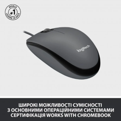 Миша LOGITECH Mouse M100 Чорний - USB - AKOYA HANGTAB BOX M100