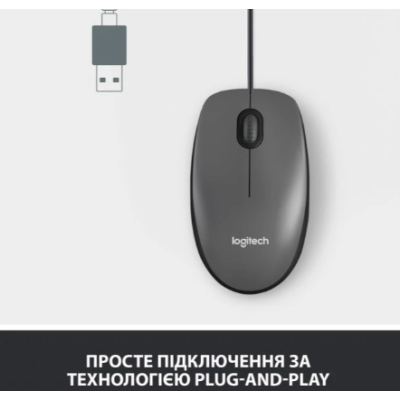 Миша LOGITECH Mouse M100 Чорний - USB - AKOYA HANGTAB BOX M100