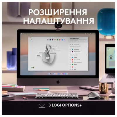 Миша LOGITECH MX Master 3S For Mac Performance Wireless, Pale Grey (910-006572)