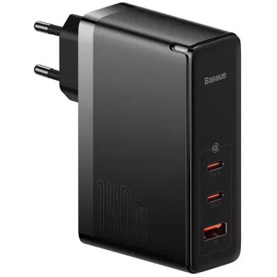 Зарядний Пристрій Baseus GaN5 Pro 140W 2 x Type-C + USB + Кабель Type-C - Type-C (CCGP100201) black