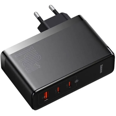 Зарядний Пристрій Baseus GaN5 Pro 140W 2 x Type-C + USB + Кабель Type-C - Type-C (CCGP100201) black