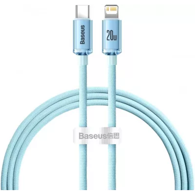 Кабель Baseus Crystal Shine Series Fast Charging Data USB кабель Type-C To IP 20W 1.2m (CAJY001303) Sky Blue