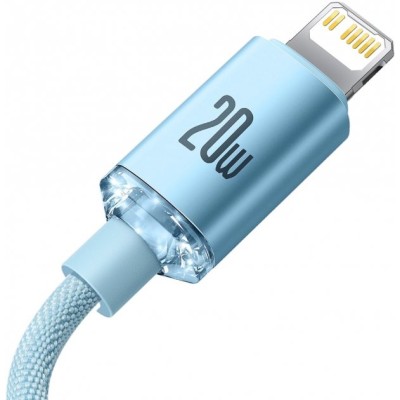 Кабель Baseus Crystal Shine Series Fast Charging Data USB кабель Type-C To IP 20W 1.2m (CAJY001303) Sky Blue