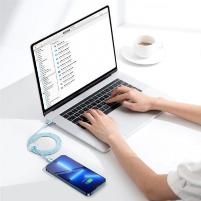 Кабель Baseus Crystal Shine Series Fast Charging Data USB кабель Type-C To IP 20W 1.2m (CAJY001303) Sky Blue