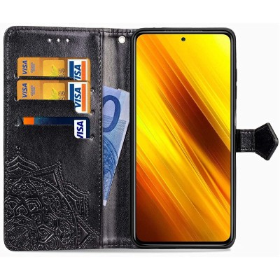 Кожаный чехол (книжка) Art Case с визитницей для Xiaomi Redmi Note 10 / Note 10s Черный