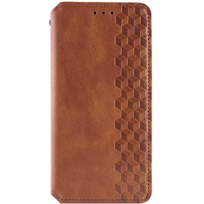 Кожаный чехол книжка GETMAN Cubic (PU) для Xiaomi Poco F5 Pro Коричневый