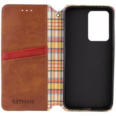 Кожаный чехол книжка GETMAN Cubic (PU) для Xiaomi Poco F5 Pro Коричневый