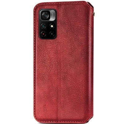 Кожаный чехол книжка GETMAN Cubic (PU) для Xiaomi Poco M4 Pro 5G Красный