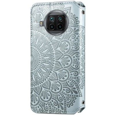 Кожаный чехол книжка GETMAN Mandala (PU) для Xiaomi Mi 10T Lite / Redmi Note 9 Pro 5G Серый