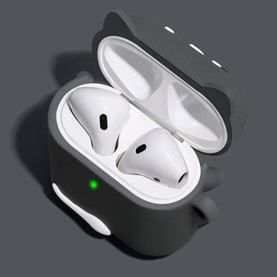 Силиконовый футляр Dogs для наушников AirPods 1/2 Haski stands / Черный