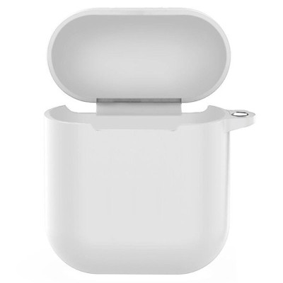 Силиконовый футляр New с карабином для наушников Airpods 1/2 Белый / White Силиконовый футляр New с карабином для наушников Airpods 1/2 Белый / White