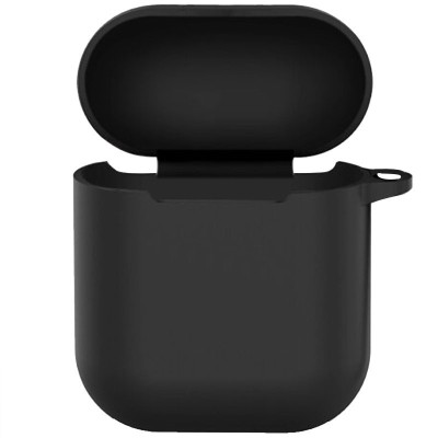 Силиконовый футляр New с карабином для наушников Airpods 1/2 Черный / Black