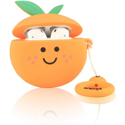 Силіконовий футляр Smile Fruits series для навушників AirPods 1/2 + кільце orange